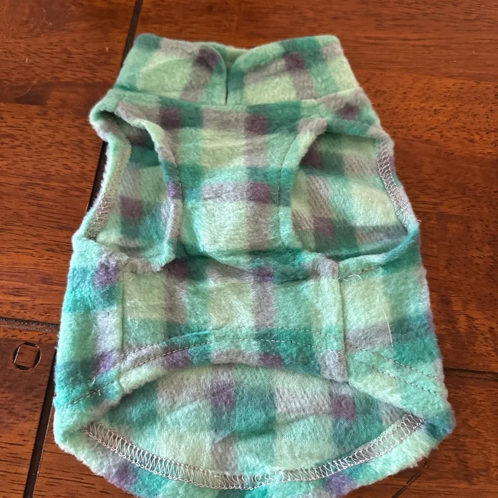 Plaid Pet Sweater in Green and Purple XS